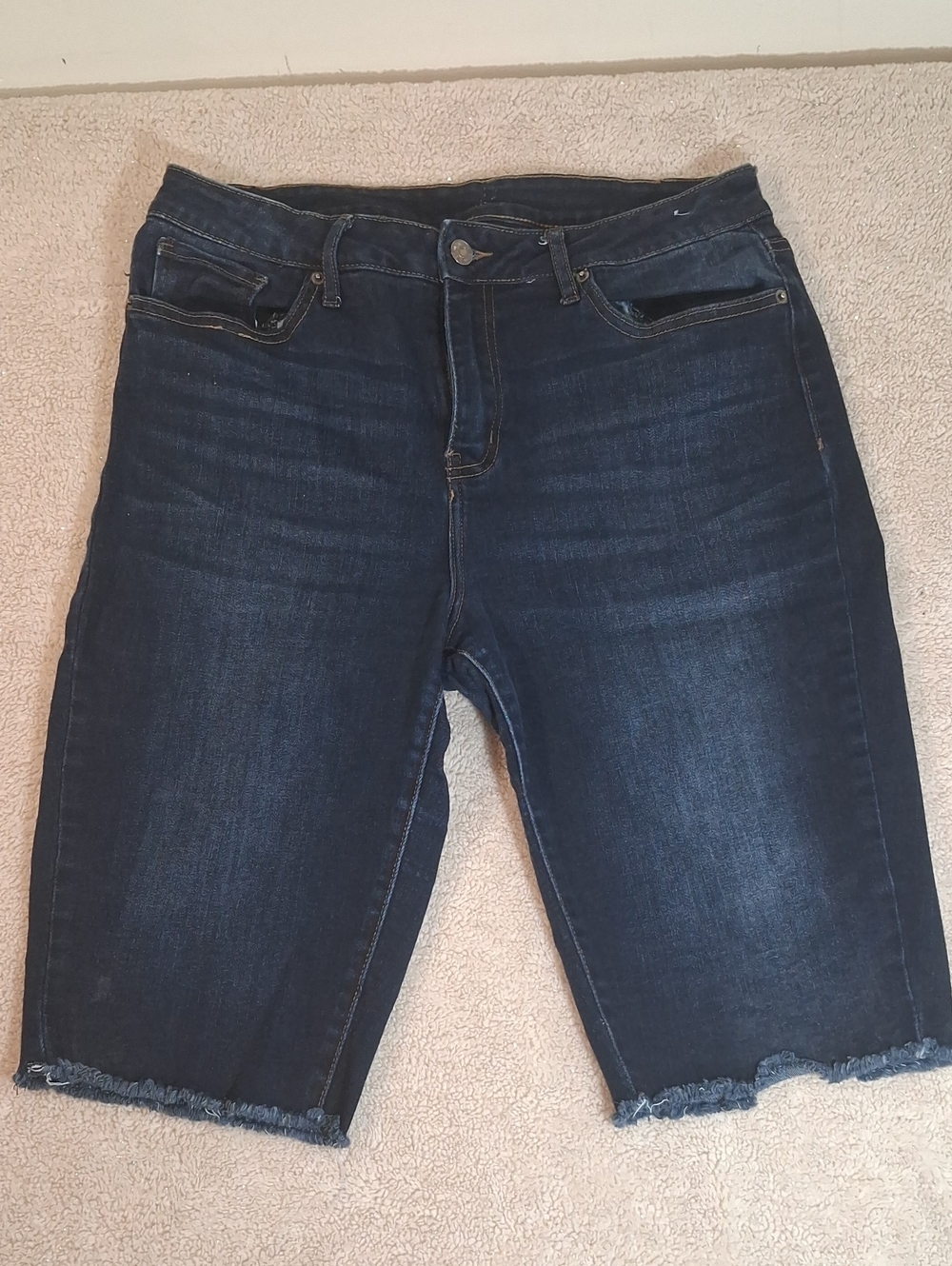NY Collection Dark Indigo Denim Bermuda Shorts